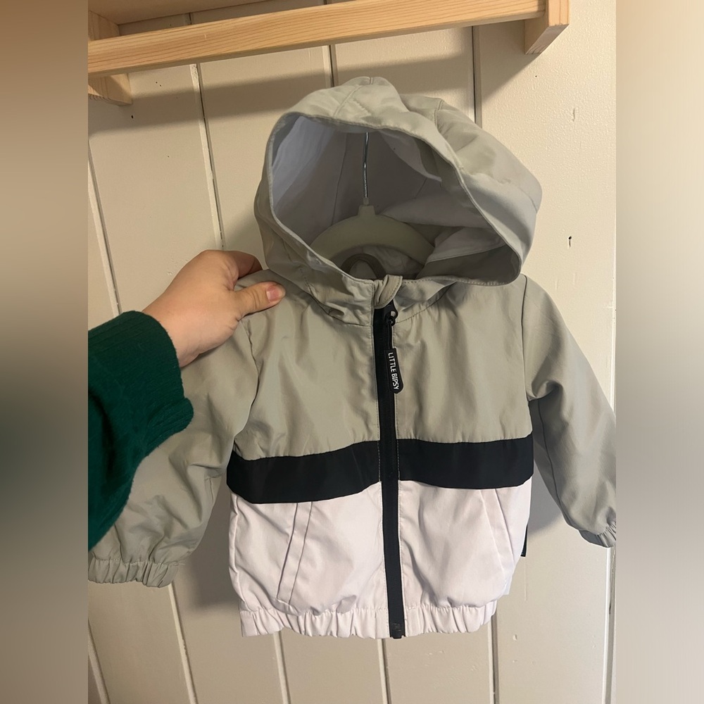 Little Bipsy Fern color block windbreaker! Fleece lined- size 6-12 months GUC